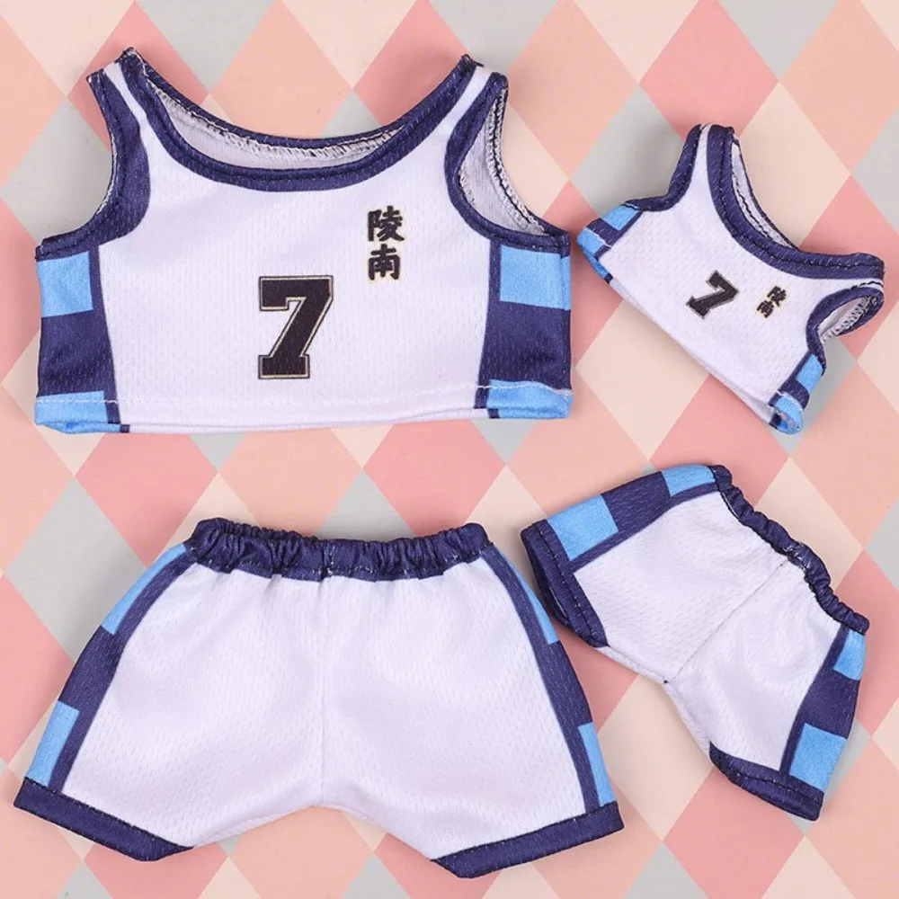 Sport Uniform Doll Basketball Outfit T-Shirt Anime Plush Doll Sports Clothes Mini Blue 20cm Cotton Doll Clothes Basketball Fans