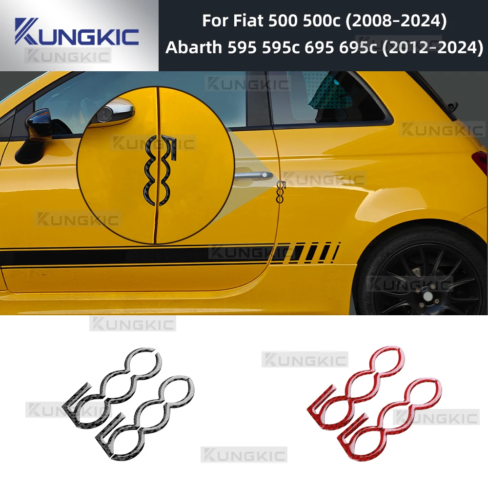 

Real Soft Carbon Fiber Sticker For Fiat 500 500C 2008-2024/ For Abarth 595 695 595C 695C 2012-2024 LHD RHD Car Door Decor Trim