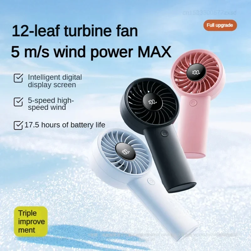 Xiaomi jisulife พัดลมมือถือแบบพกพาขนาดเล็กมินิ USB เทอร์โบชาร์จได้อย่างเงียบพิเศษหน้าจอแสดงผล5สปีด