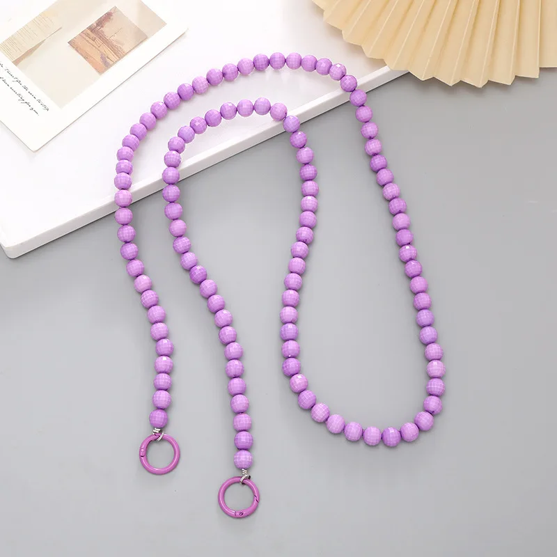 Acrylic Earth Beads Diagonal Cross Phone Case Hanging Rope Handmade Beaded Candy Color Pendant