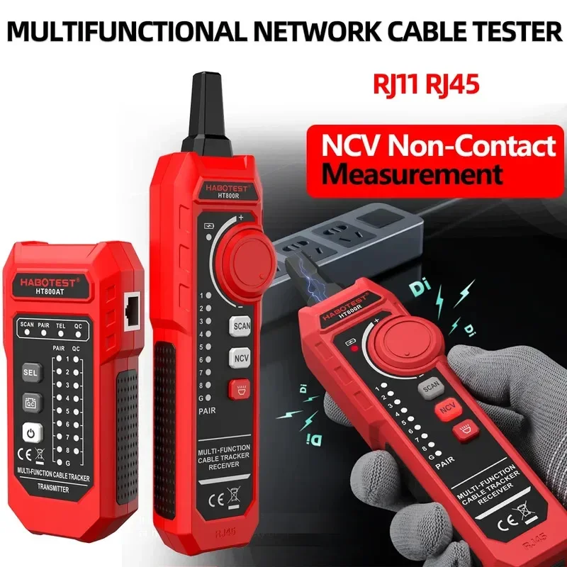 HT800A/B Network Cable Tester, RJ11/RJ45 Wire Toner, Cat5 Cat6 Line Finder, Professional Troubleshooting Tool