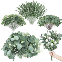 30/60/120Pcs Artificial Eucalyptus Leaves Stems Bulk 3 Kinds Mixed Silver Dollar Eucalyptus Bouquets Floral Wedding Home Decor