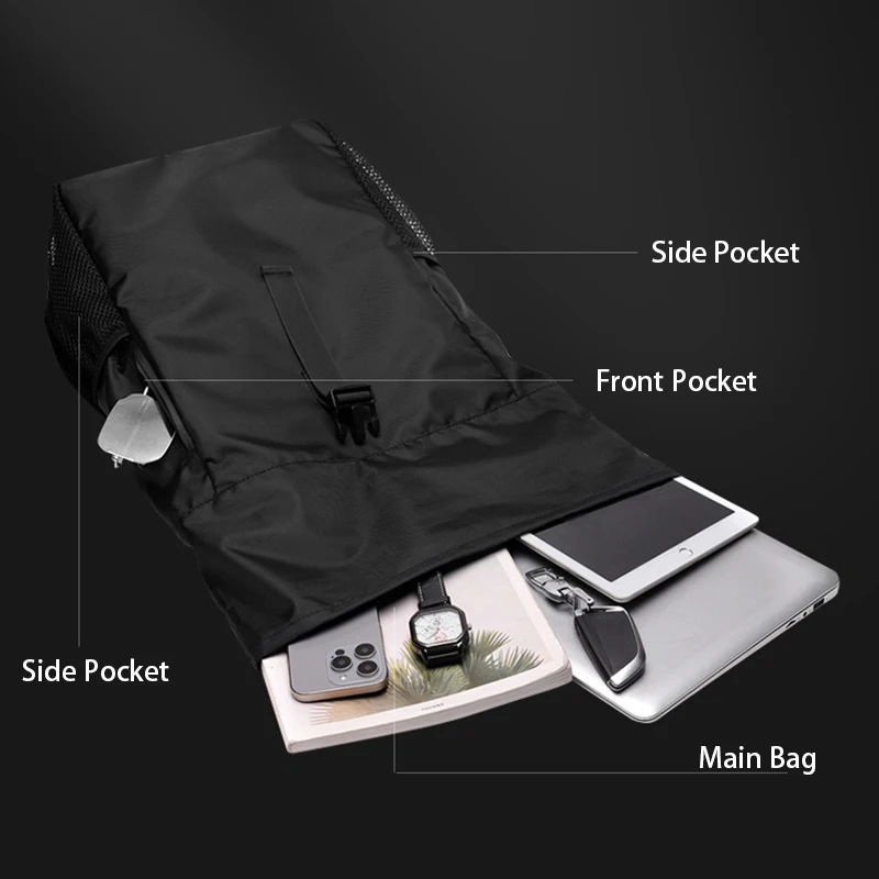 Fashion Men's Backpack Bag Nylon travel Bags High Capacity Air Cushion Belt Laptops School Bags for Men Black Gift - view 5