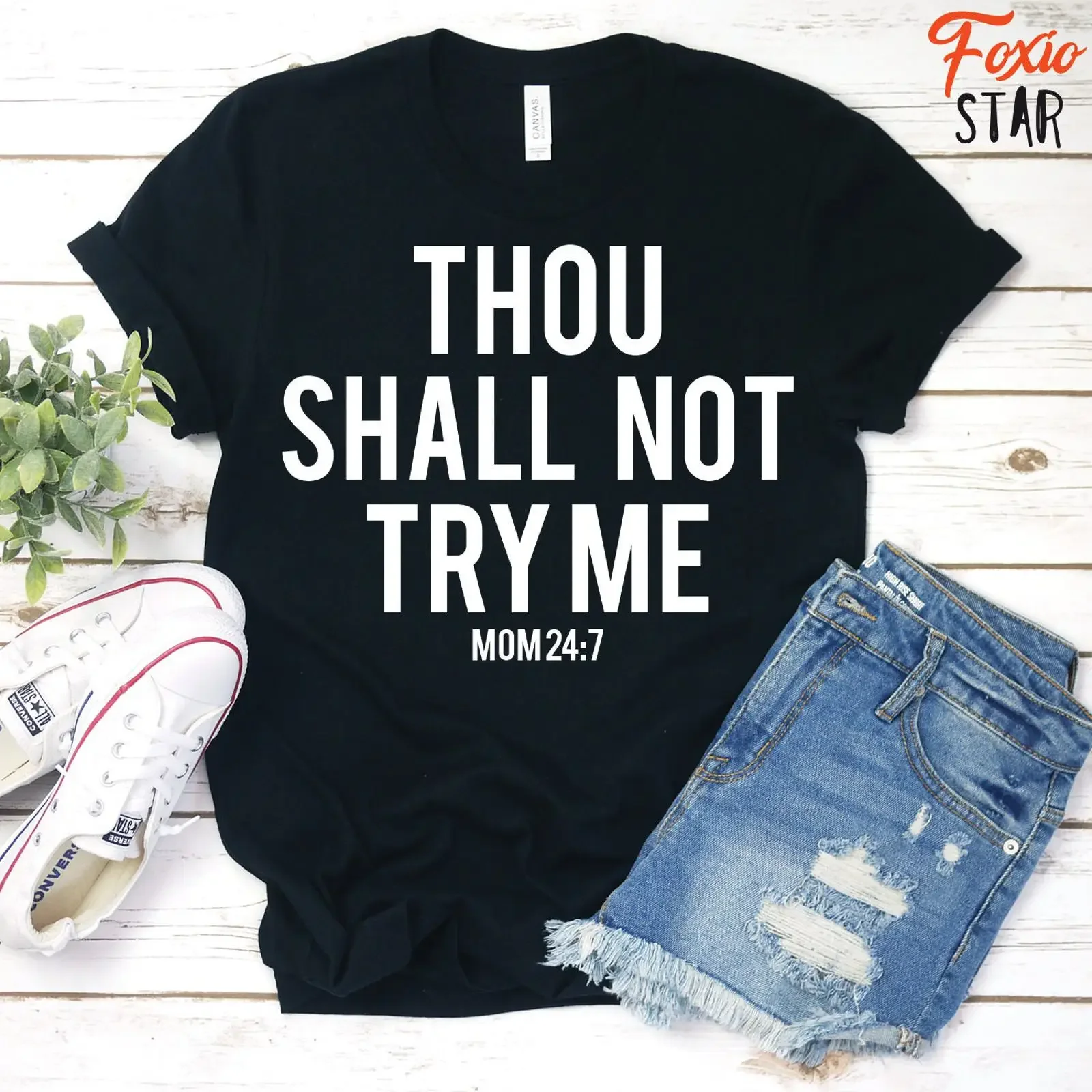Funny Mom T Shirt Thou Shall Not Try Me Bella Canvas vintage Washed Versatile Unisex streetwear Breathable Slightly Comfortable