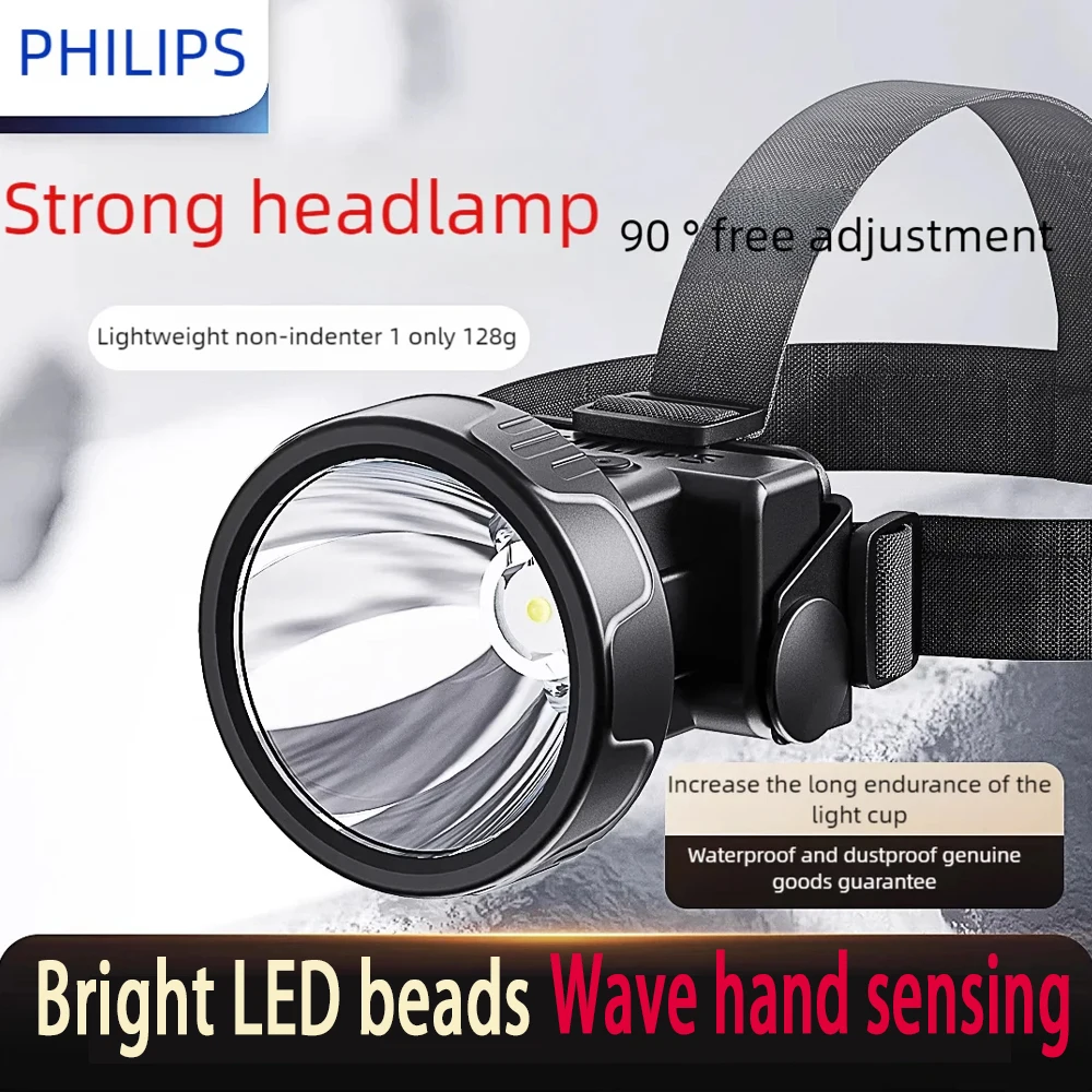 فيليبس SFL1342 LED كشافات الاستشعار رئيس مصباح يدوي عشرة أنواع من الإضاءة نوع-C مصباح أمامي قابل لإعادة الشحن التخييم في الهواء الطلق الصيد