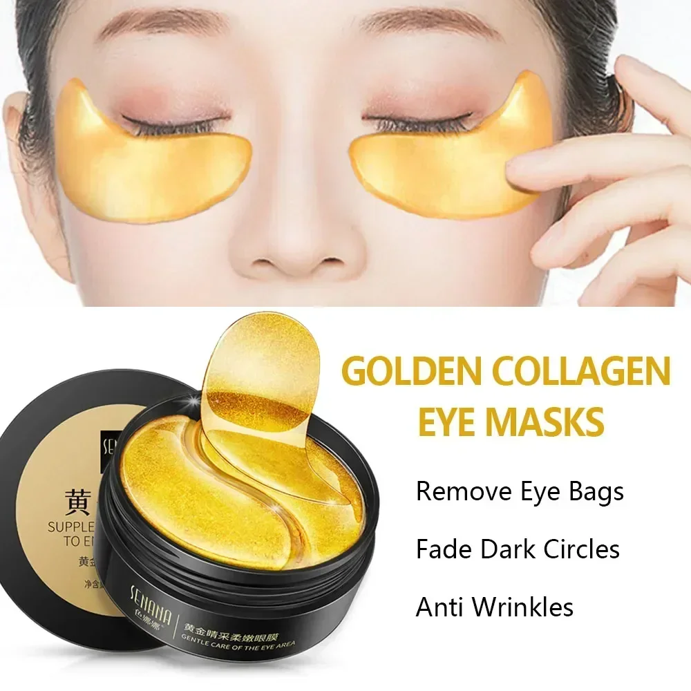 Hautpflegeprodukte 24K Gold Hyaluronsäure Augenmaske Entfernen Sie dunkle Augenringe Kollagen Augenklappen Koreanisches Gesichtspflegeprodukt