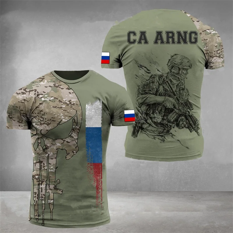 Russia Forest Camouflage T Shirt Men Clothing Jungle Commando T-shirts 3D Print Short Sleeve Tee Shirts Breathable Tops Clothing