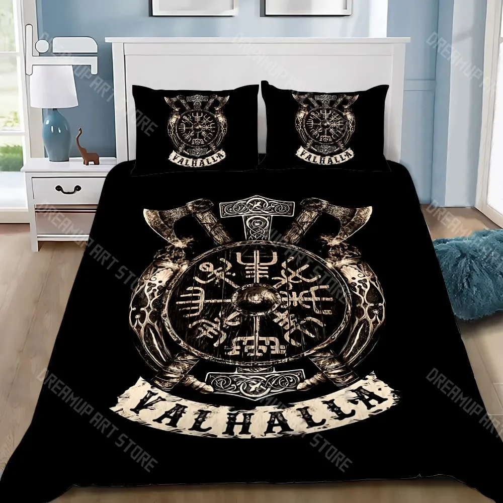 2026 Viking Nordic Viking Mystical Symbol Duvet Cover Pillowcase Bedding Set Adult Boy Girl Bedroom Decoration Children Single D