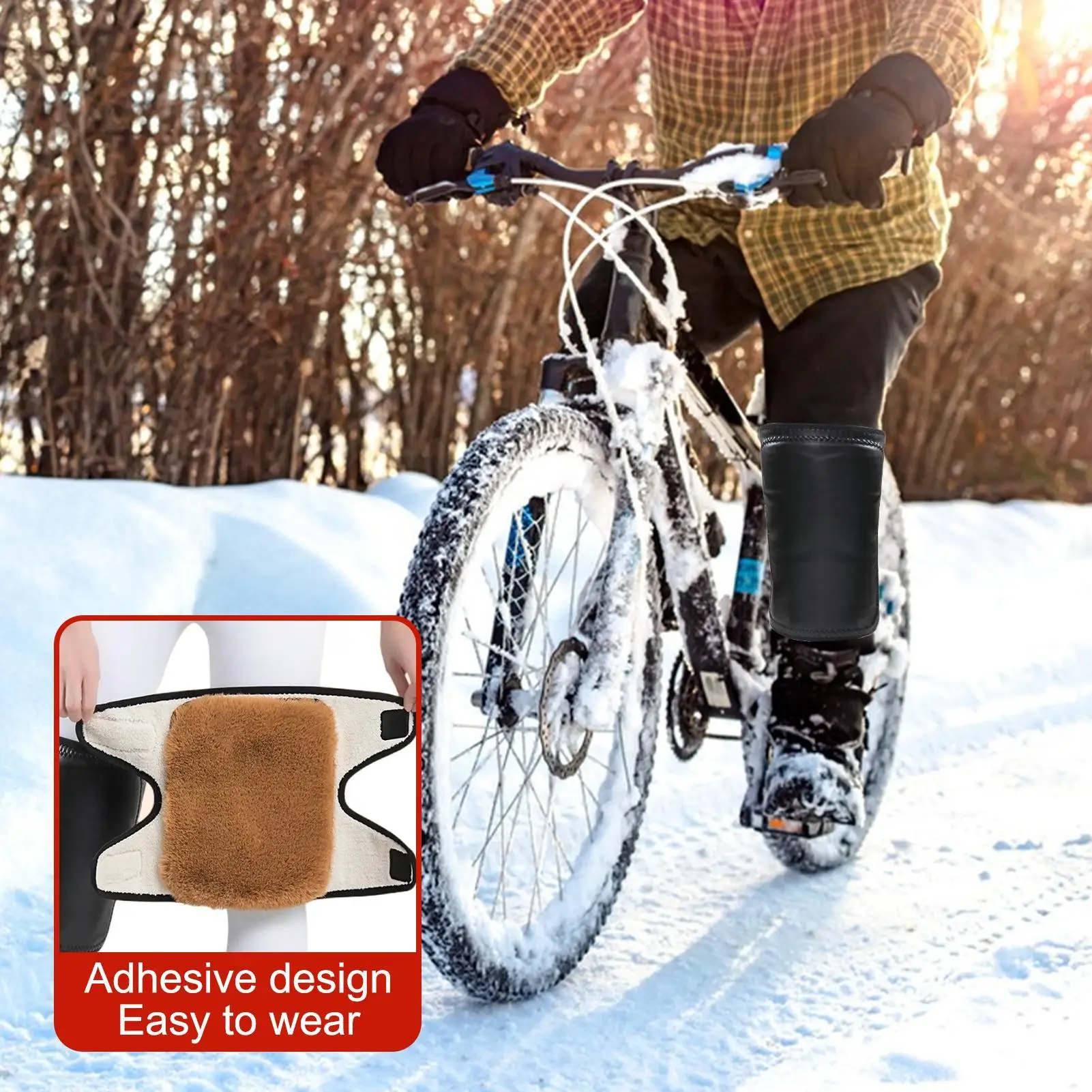 

Термальные наколенники, наколенники с флисовой подкладкой, регулируемые водонепроницаемые теплые повязки для ног для пеших прогулок, езды на велосипеде, альпинизма, лыж