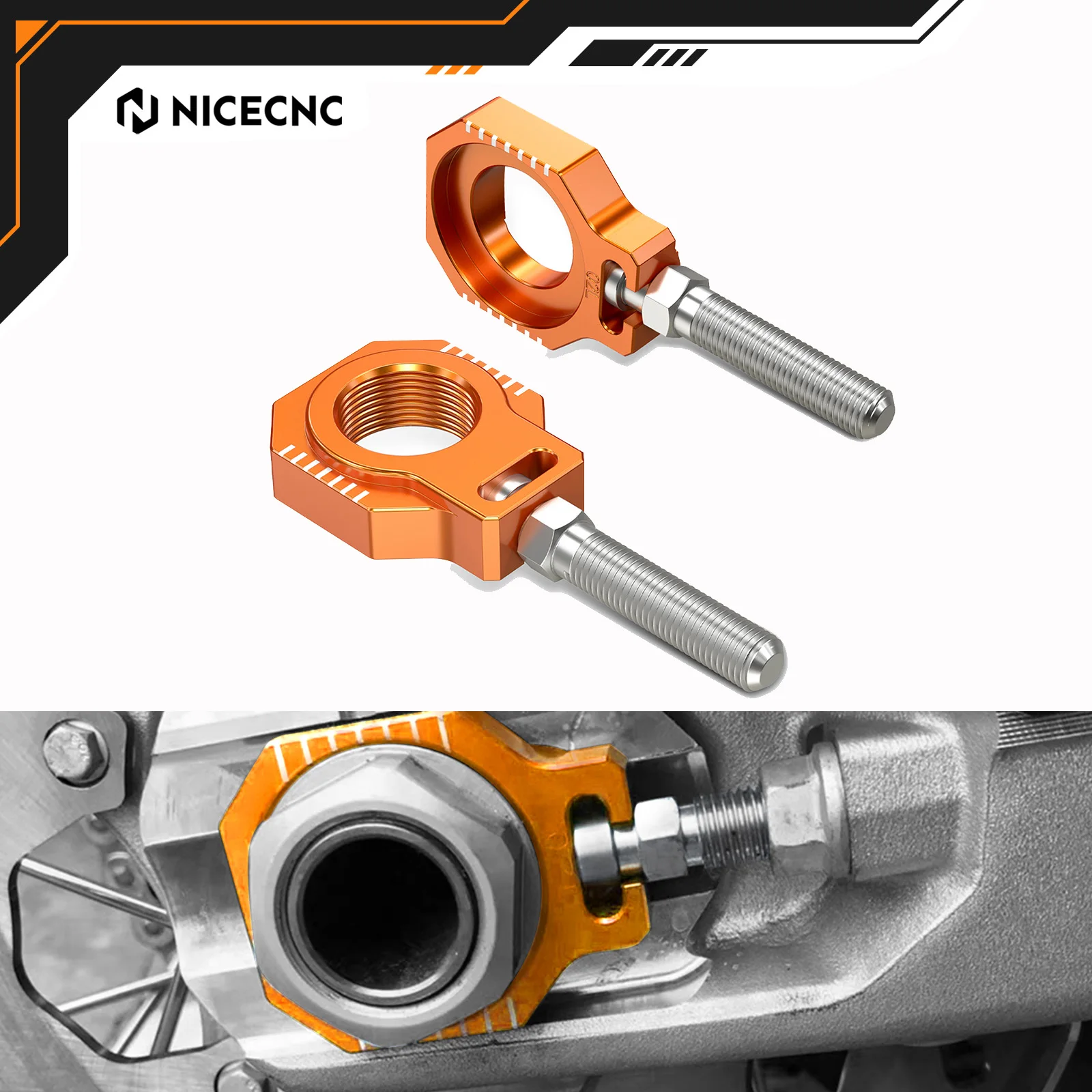 NICECNC For KTM SX-F 450 SX 125 XC 300 XC-F 350 SX250 2013-2022 For Husqvarna FX350 GasGas EC300 Rear Axle Blocks Chain Adjuster