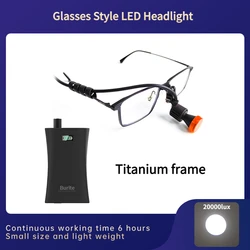 Burite 3W Dental LED Glasses Headlight Surgical Head Lamp Round Beam Continuous Working Time 6 Hours Examination Lamp(JC-06D)