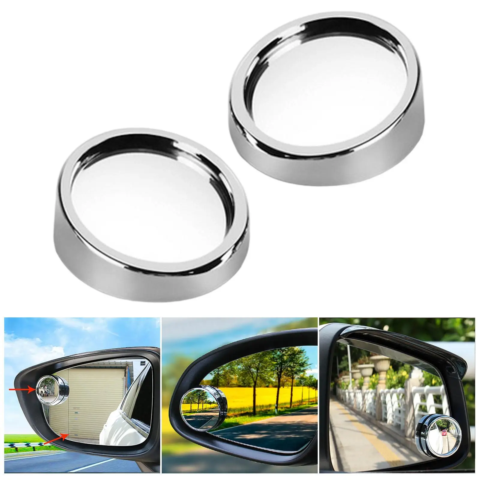 

2 Pieces Blind Place Car Mirror Silver Repair Attachment Car Side Rear View Mirror for Bicycles Cars Boats
