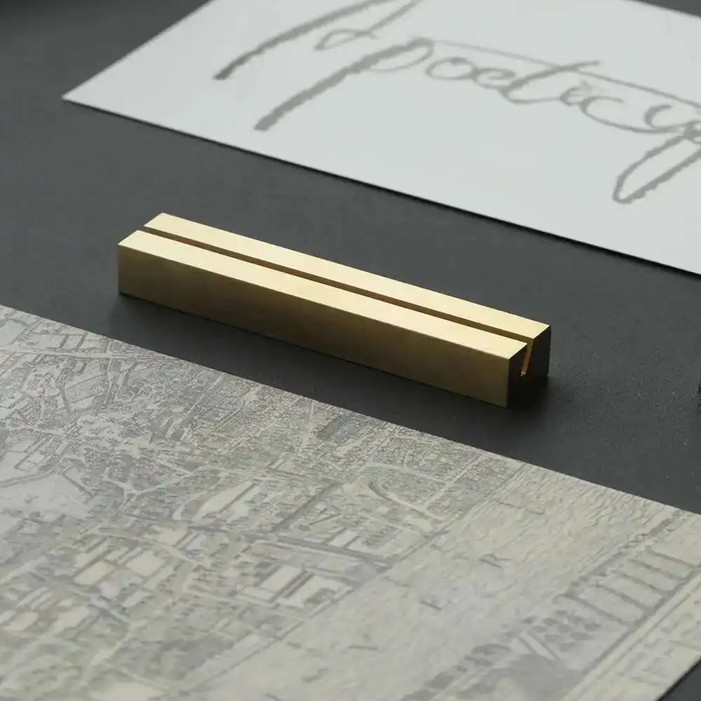 Brass Label Holder Stand Price Numer Card Seat Business Name Tag Clip Desk Photo Note Base Picture Postcard Display Block Base