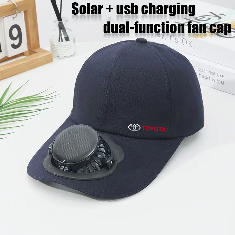 

Solar Powered Charging Hat with Fan Outdoor Casual Sunshade Anti UV Baseball Cap for Toyota Camry Corolla C-Hr Rav4 Yaris