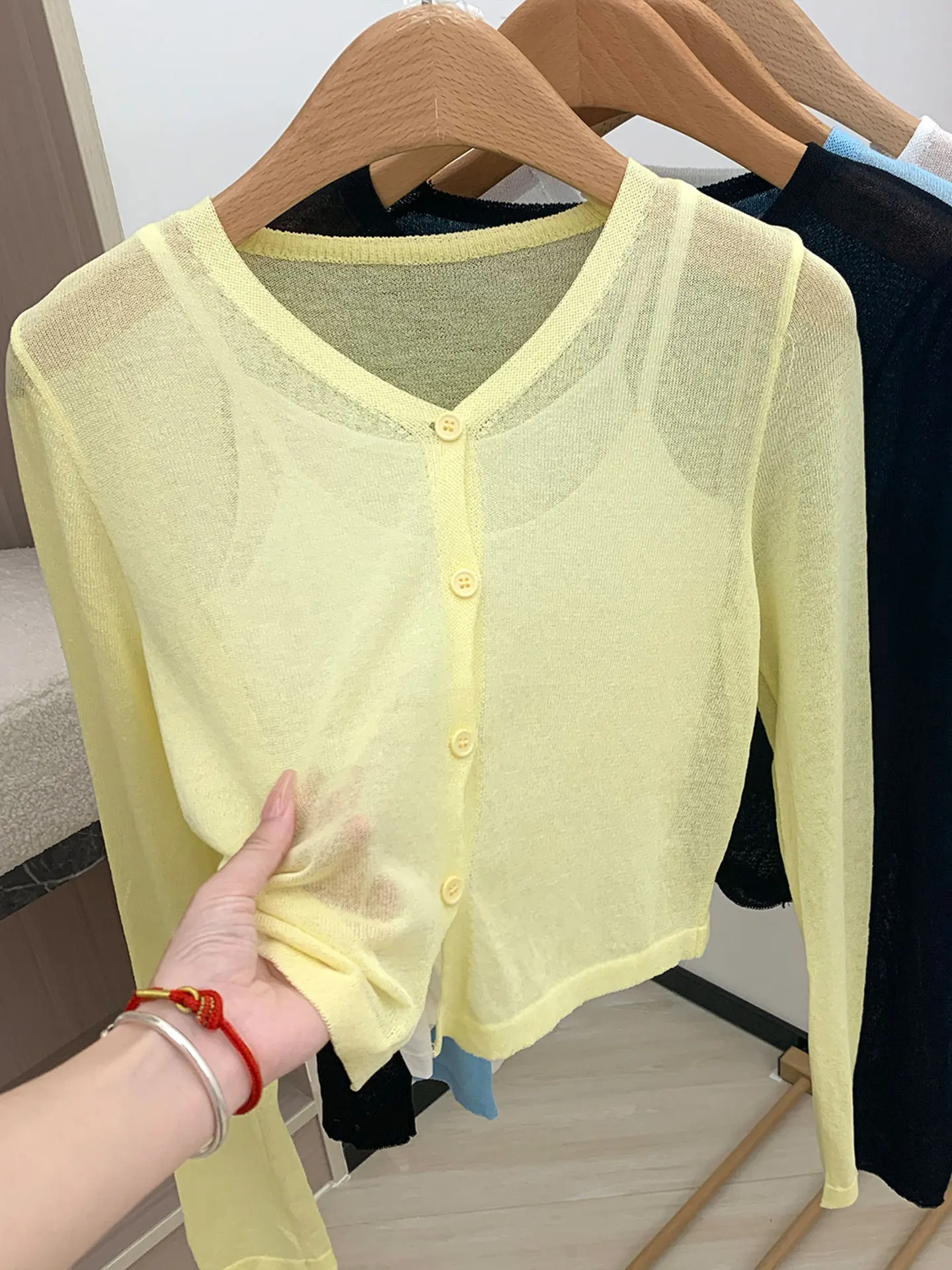 

White Thin Breathable Summer New Sle Women's Knitted ort Coat Sun Protection Open Cardigan Korean Loose Fit Long Sve