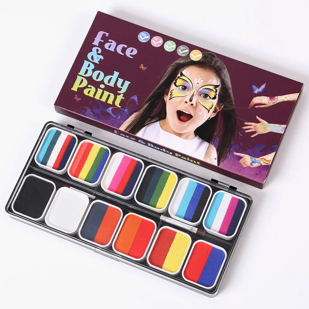

1 Set Face Paint Kit Colorful Body Painting Palette For Halloween Festival Party Cosplay Adults Water Activated Safe Easy