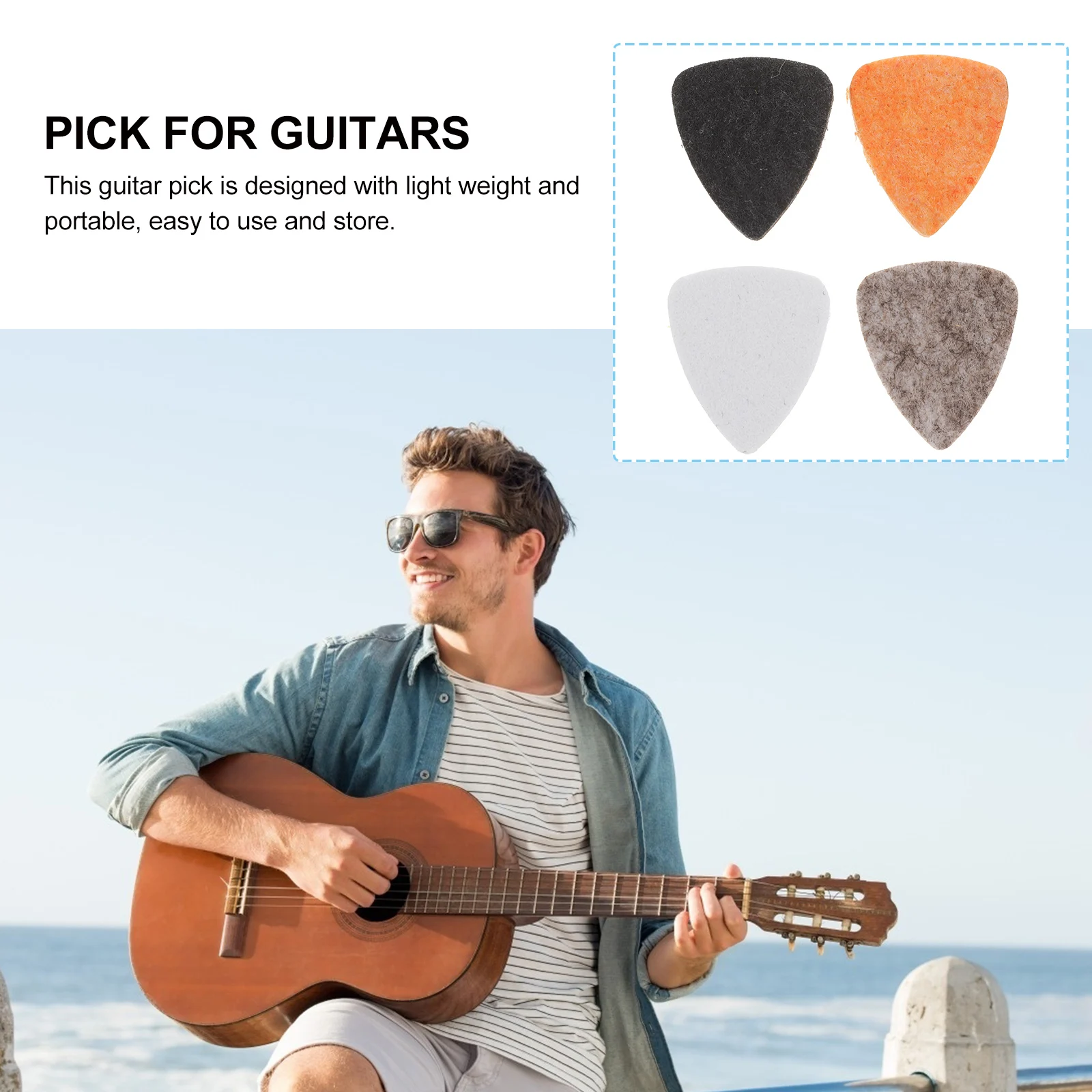 

20pcs Ukulele Picks Soft Wool Felt Guitar Practice Plectrums Lightweight Portable Practical Small Folk Accessories