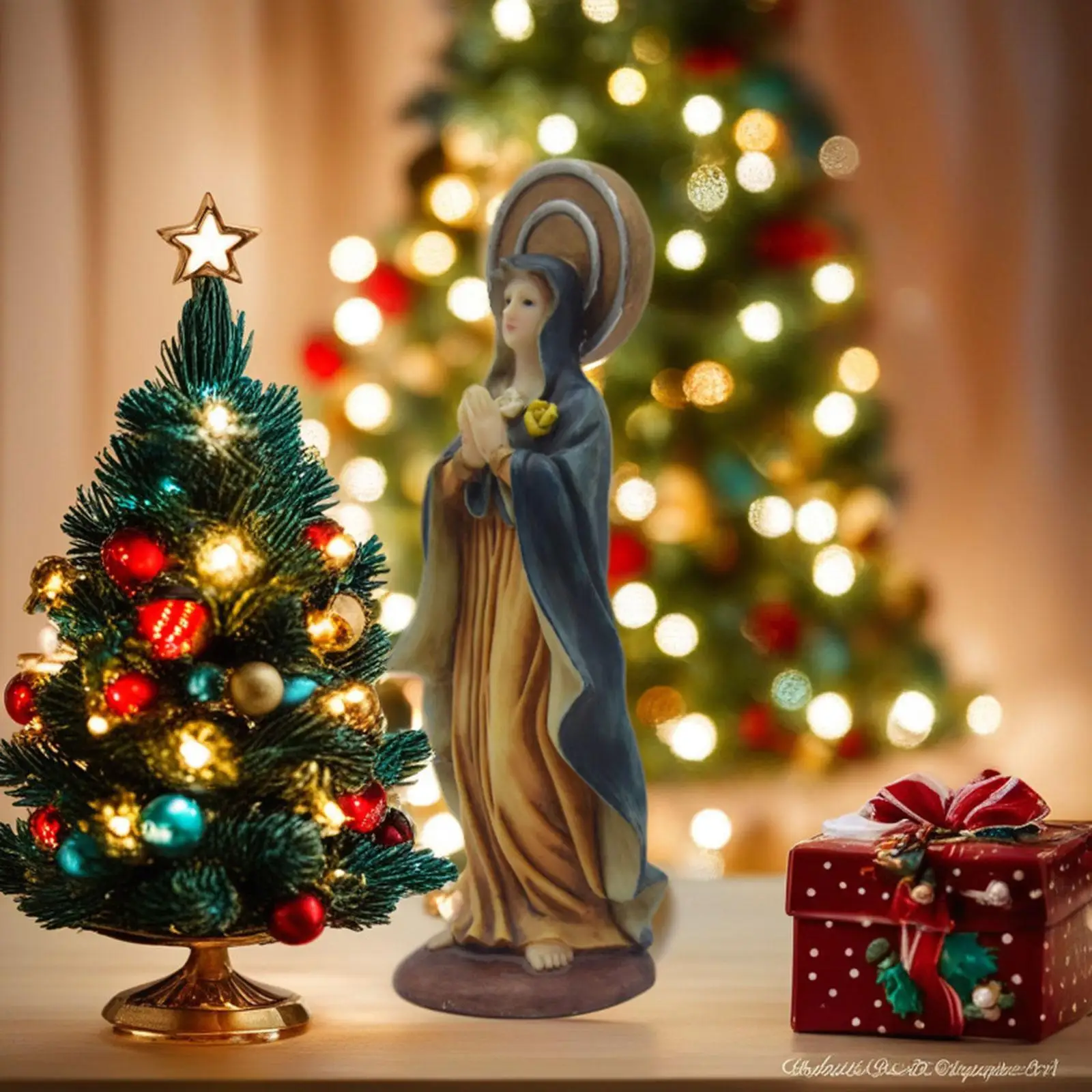 

7.8inch Virgin Mary Figurine Resin Craft Lightweight Catholic Sculpture