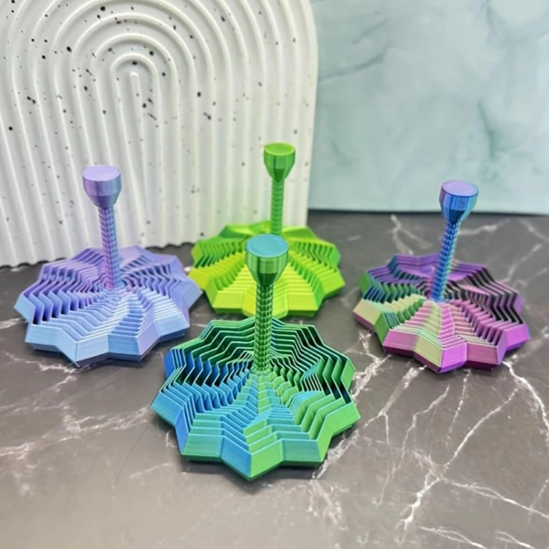 

3D Printed Fidget Star with Enhanced Sensory Features, 4.33Inch Expandable Fractal Plaything with Removable Handle