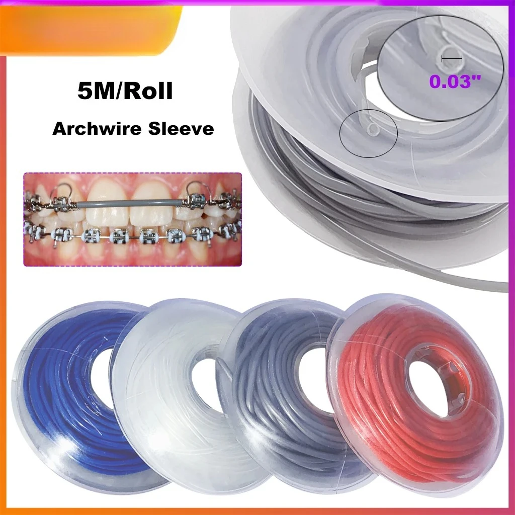 

5M/Roll Dental Orthodontic Elastic Archwire Sleeve Tubing Wire Protect Dentistry Plastic Cannula I.D 0.03" Dentist Material