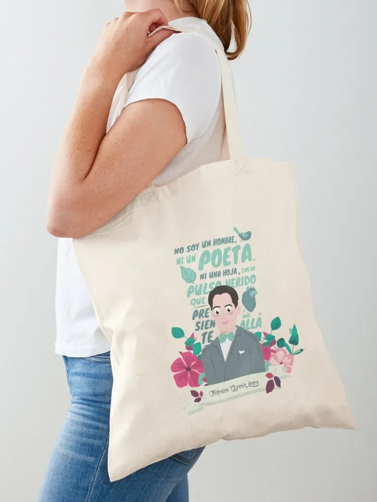 Federico Garcia Lorca Poet Illustration Tote Bag reusable grocery bags Woman shopper bag Candy bags Tote Bag