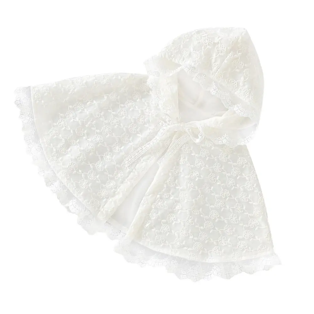 

Кружевной плащ-накидка белый 90 см, легкий, для косплея, защита от солнца, аксессуар для выступлений, кружевной костюмный плащ