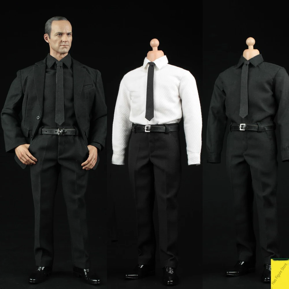 

AFS A004 1/6 Scale Male Black Clothes Suit Suits Men's clothing Shirt set Black For 12 Inch Action Figure Body Dolls