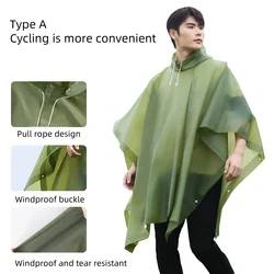 Disposable raincoat, cloak style three in one thick raincoat, suitable for camping, fishing, hiking, and trekking.