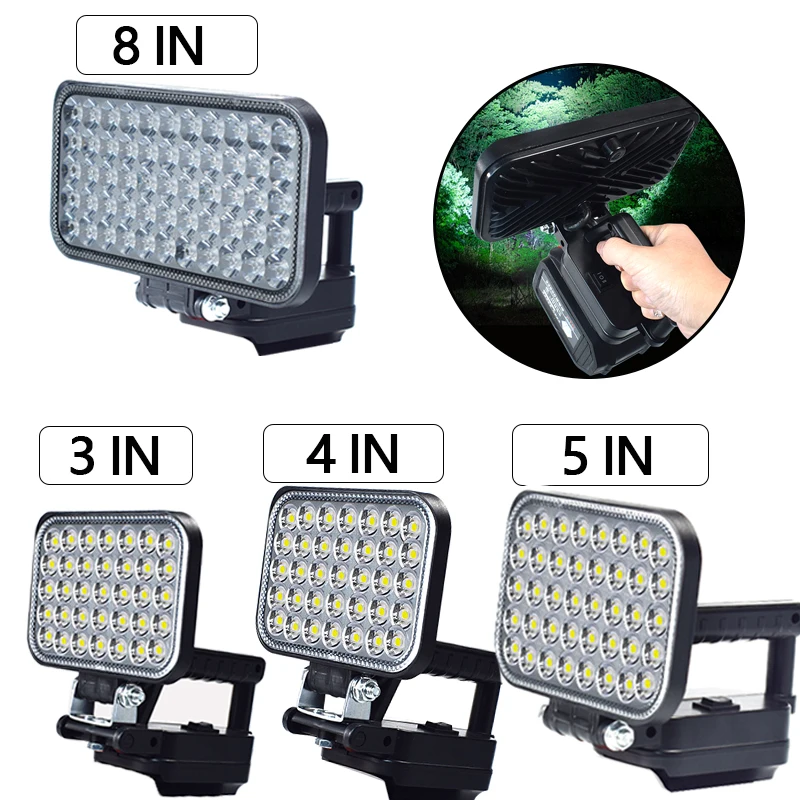 3/4/5/8 in Battery Working Light For Makita 14.4-20V LED Floodlight Flashlight Suitable BL1830 BL1840 Carry Handles Lamp