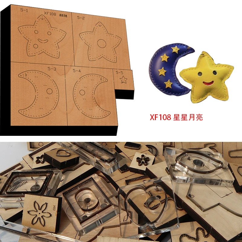 New Japan Steel Blade Wooden Die Star Moon pendant Wallet Leather Craft Punch Hand Tool Cut Knife Mould XF108