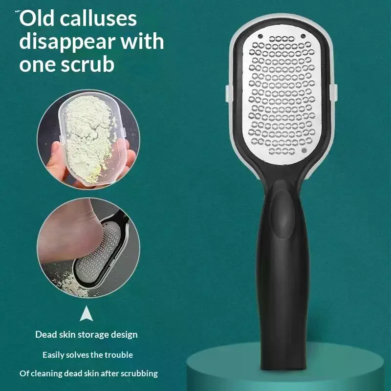 1Pcs Heavy-Duty Stainless Steel Painless Foot File & Remover With Splash Guard & Handle Suitable For Care Cracked Heels
