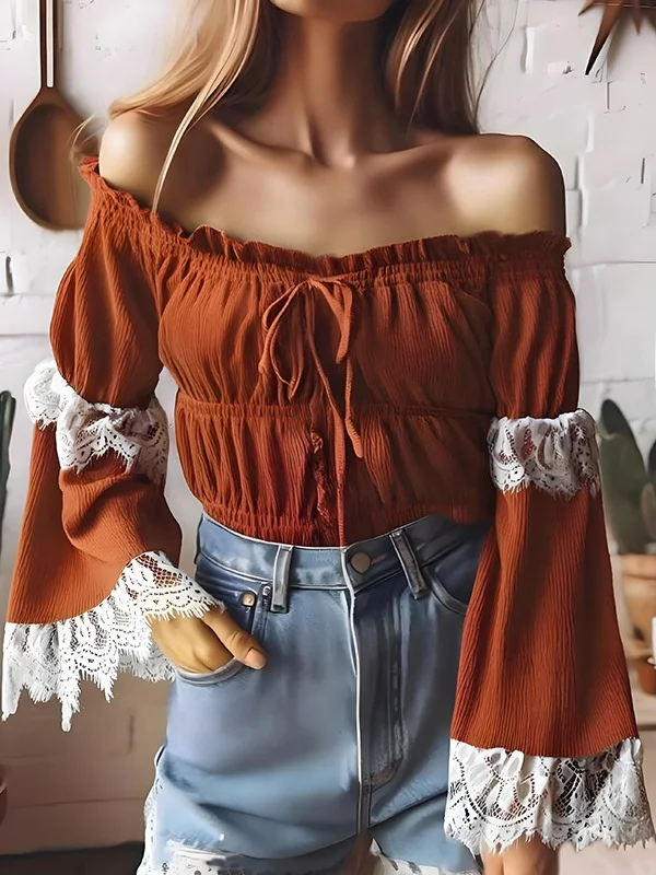 

Сексуальный женский топ с кружевной отделкой и длинными рукавами, модный сценический костюм в китайском стиле для молодых женщин в возрасте от 8 до 25 лет