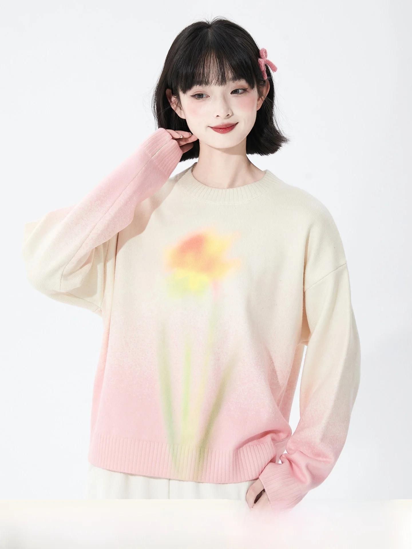 

Свободный вязаный свитер женский зимний, модный, с градиентным окрашиванием, в стиле Lazy High-End, оригинальный дизайн Cloud Sweet Spot