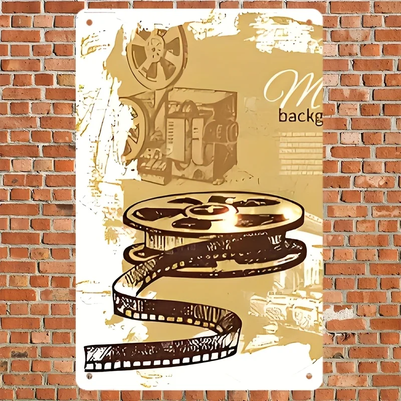 Frameless Art Tin Sign, /Flat, Revealing Movie Projector: How to Reveal Fantasy World on Screen, Vintage Metal Can Decorative P