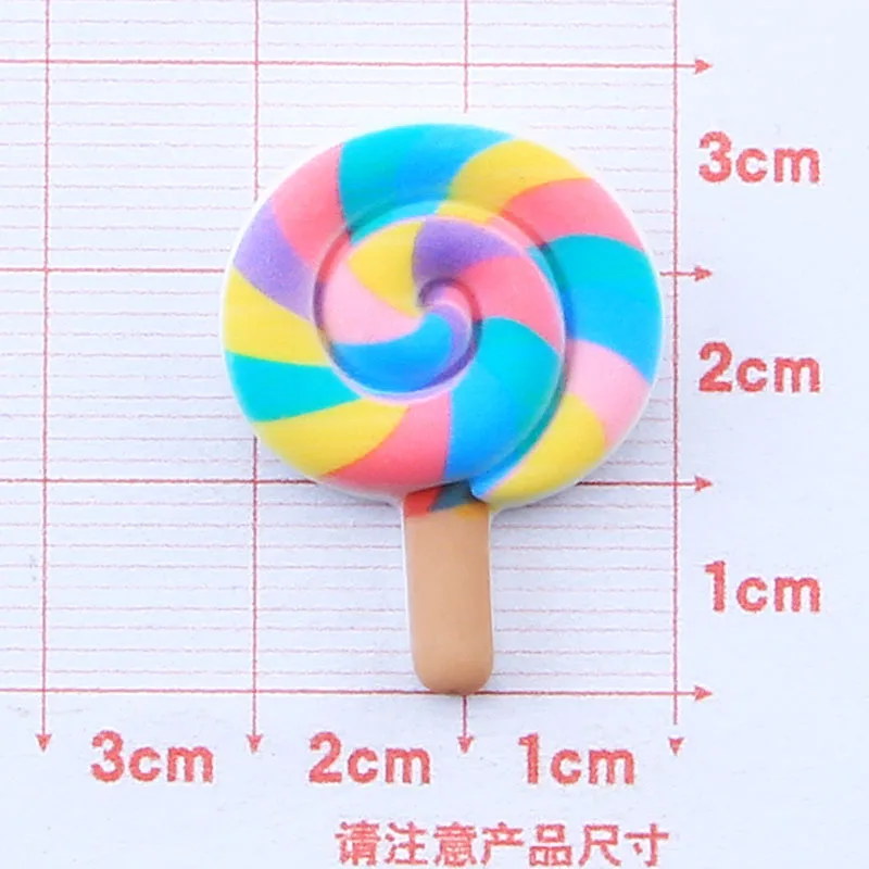 New Resin Flatback Ice Cream Cabochons for Scrapbooking 10pcs Fake Foods Rainbow Lolly Flat Back Resin Embellishments fif Phone