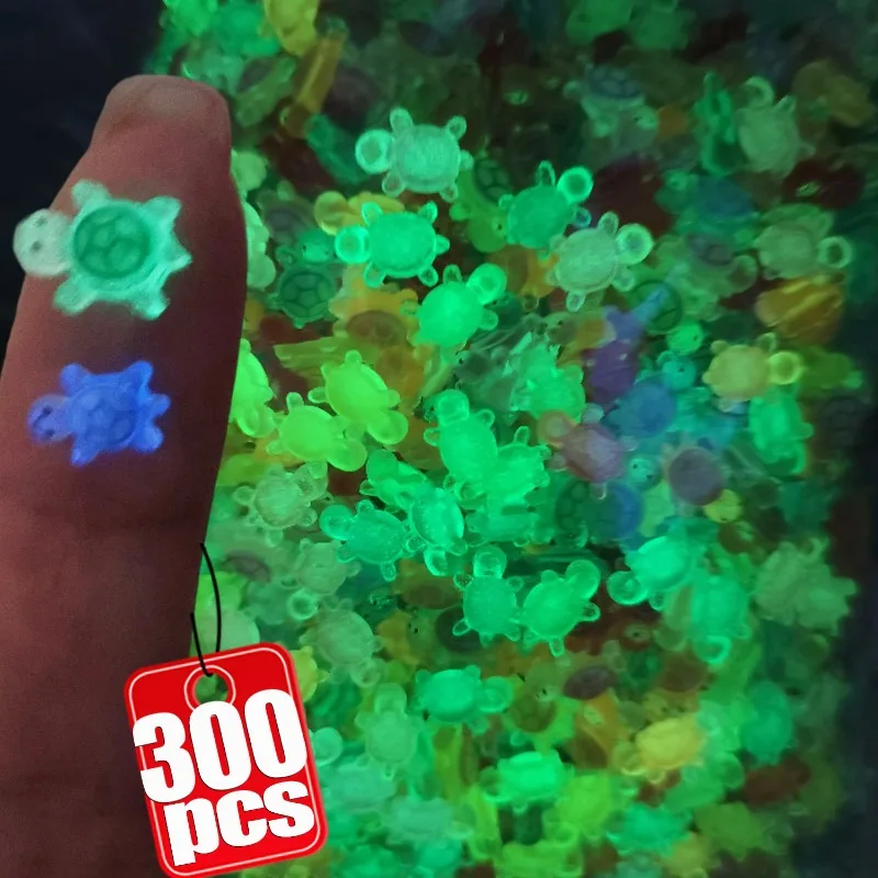 

100/300Pcs Luminous 3D Turtle Nail Art Charms Glow in The Dark Resin Miniature DIY Mini Nail Accessories Garden Decor Crafts