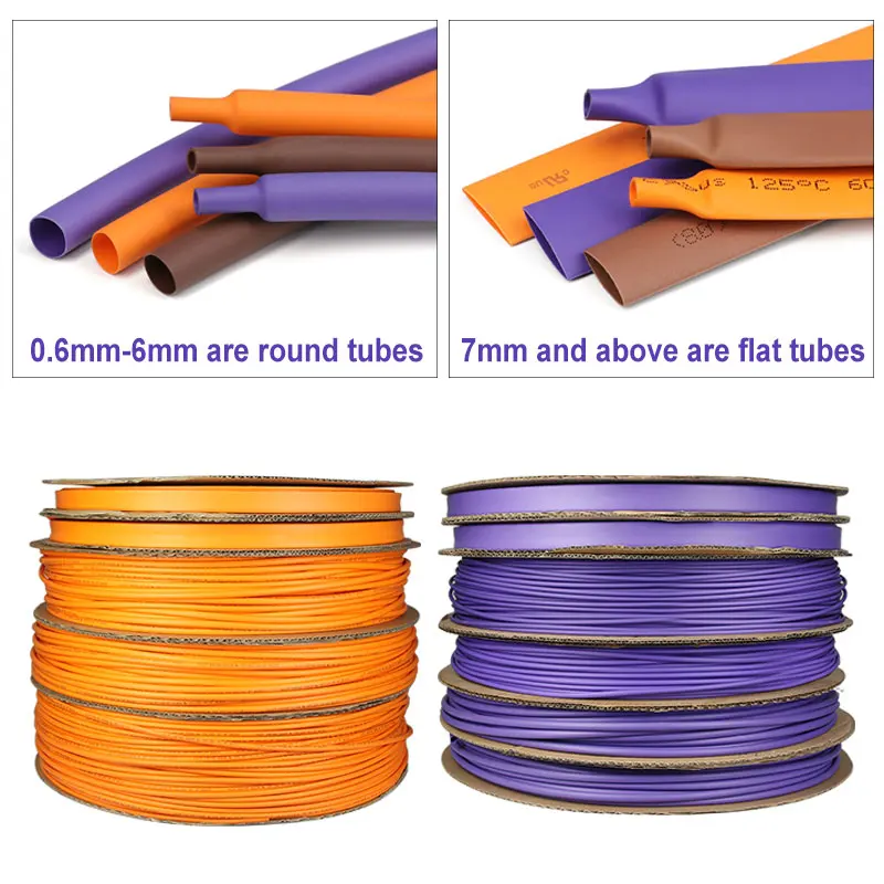 1 متر-25 متر 1 مللي متر ~ 50 مللي متر الأرجواني البرتقالي البولي أوليفين تقلص الحرارة يتقلص أنبوب كابل معزول كم أنابيب سلك موصل حامي التفاف #2