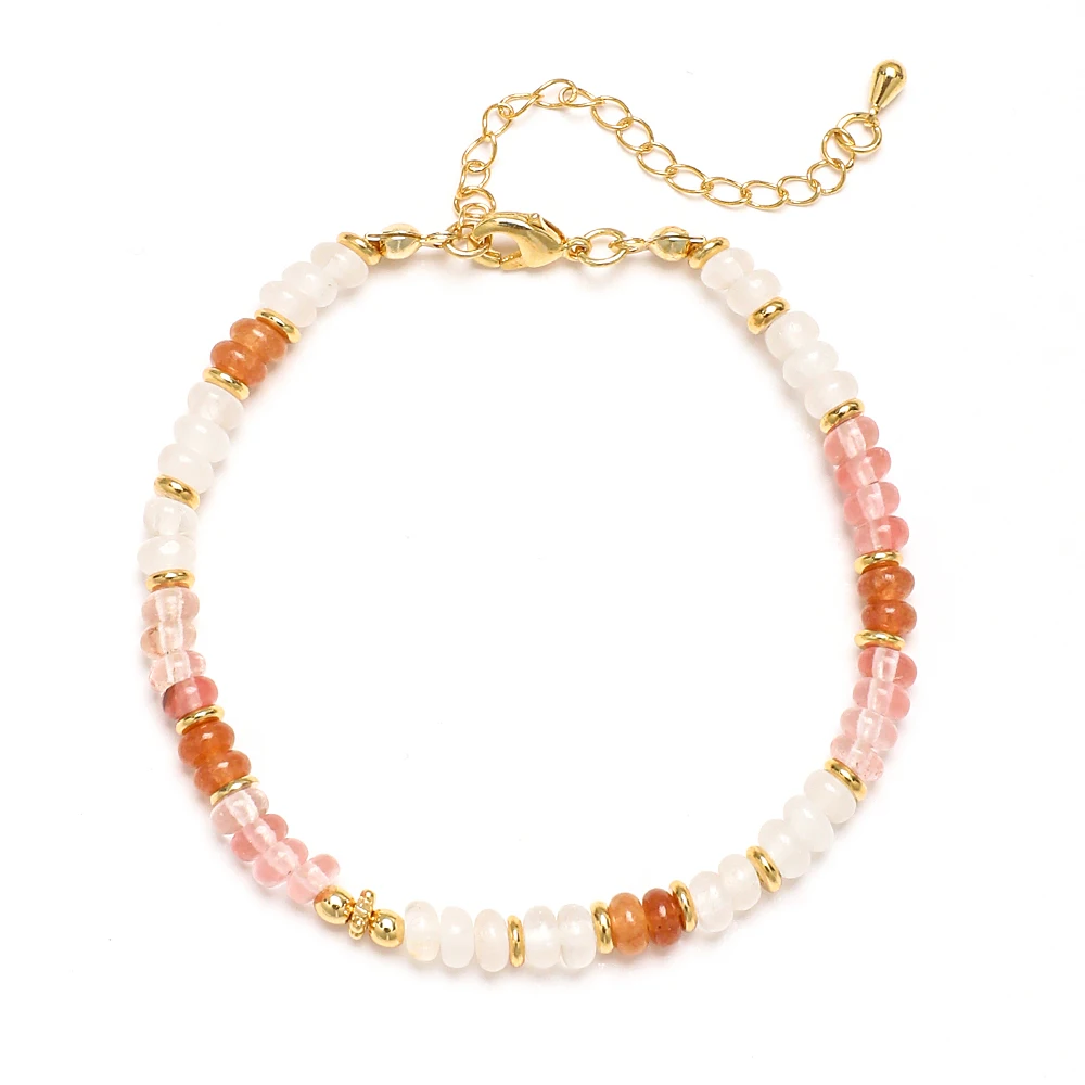 Zmzy หินธรรมชาติลูกคิดลูกปัดสร้อยข้อมือกำไลข้อมือหยกเครื่องประดับคู่รักทำด้วยมือนำโชค