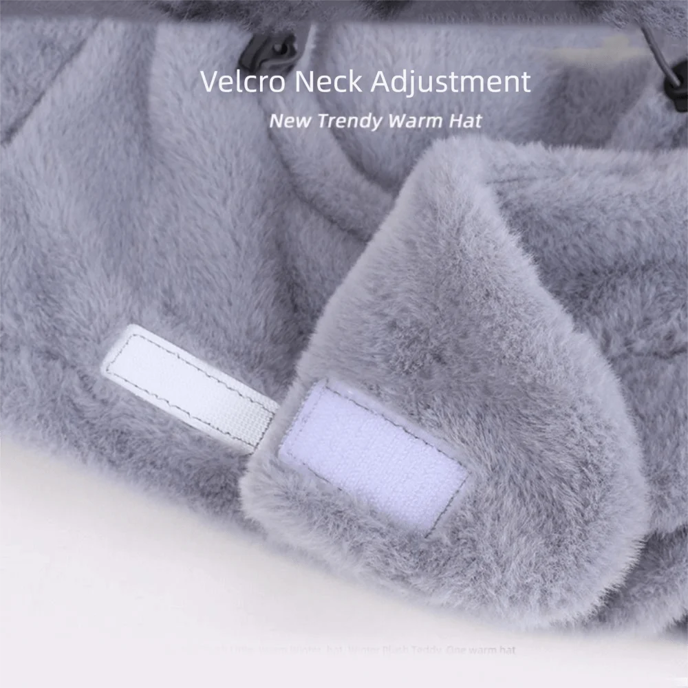 Simple Fleece Seal Plush Hooded Scarf 3 in 1 Cute Earflap Hat Soft Beanie Ear Protection Hat Outdoor