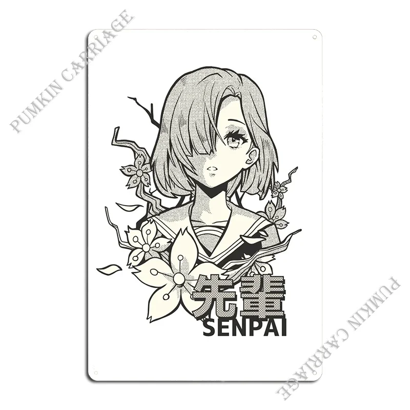 Senpai Anime Manga Girl Metal Plaque Poster Painting Party Garage Kitchen Tin Sign Poster