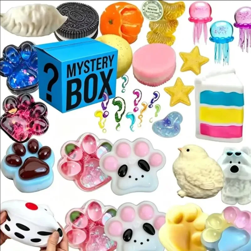 Caja Sorpresa Misteriosa Popular: Squishy Mochi de Pata de Gato Kawaii, Juguete Sensorial de Pies Simulados para Apretar, Lindo Juguete Antiestrés para Aliviar el Estrés