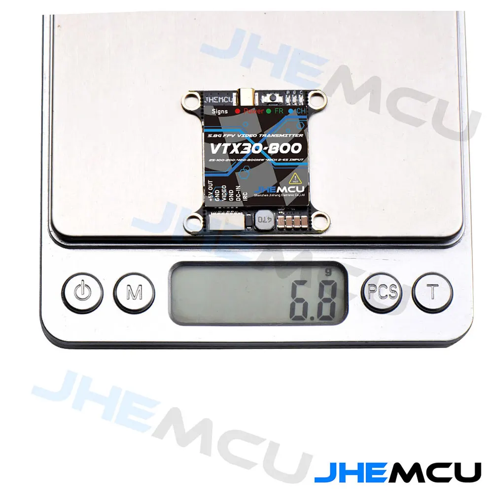 JHEMCU VTX30-800 5.8G 40CH PitMode 25mW 100mW 200mW 400mW 800mW Adjustable VTX 2-6S 30X30mm for RC FPV Racing Freestyle Drone