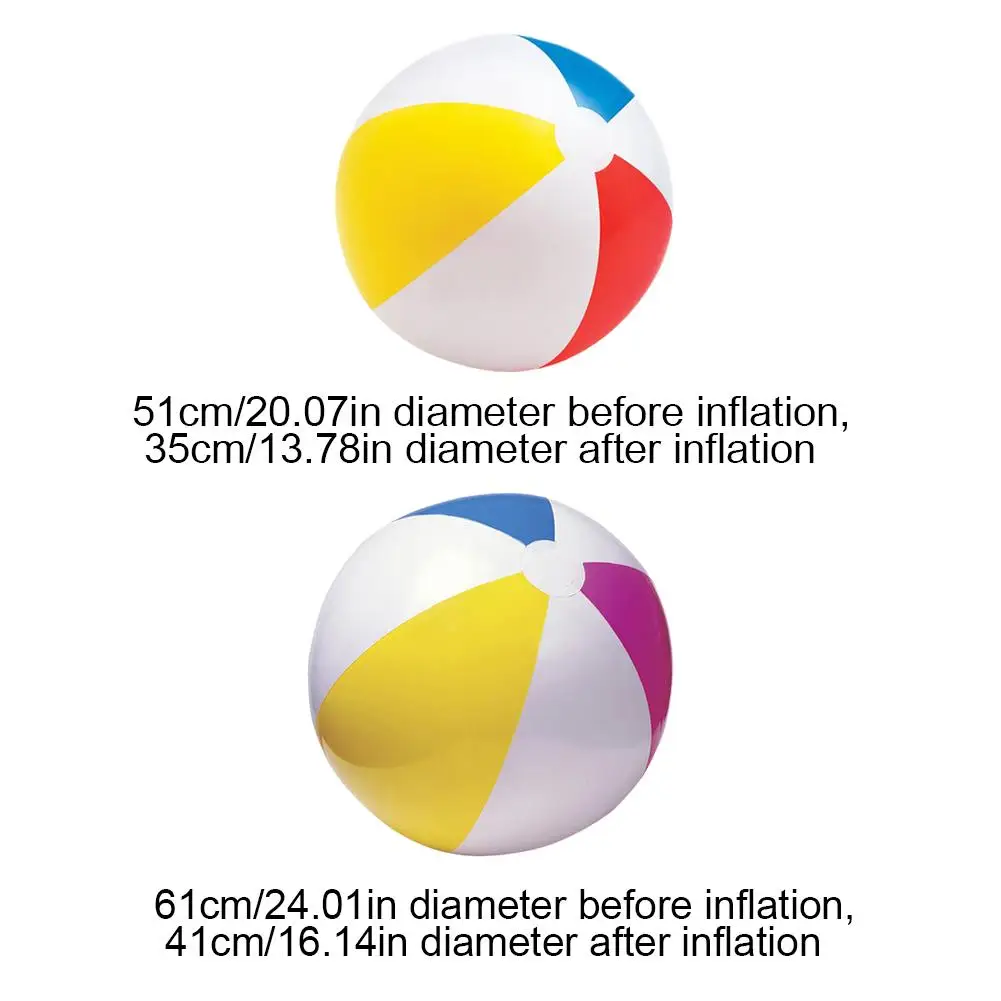 PVC Inflatable Beach Ball Swimming Pool Toy 51/61cm Big Rainbow Beach Ball Colourful Inflatable Pool Ball