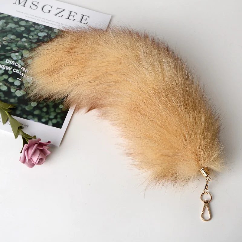 Cute Animal Tail Keychain Personalized Fox Fur Pendant Key Chain Bags Charm Keys Holder Keyring Gift for Women Girl