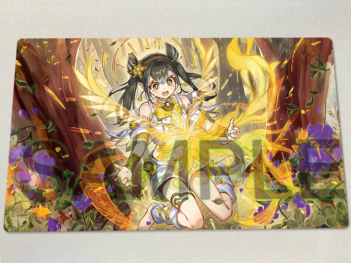 

YuGiOh Ohime The Manifested Mikanko Playmat TCG CCG Коврик для настольной игры Duel Pad Коллекционный коврик для карточных игр Резиновый коврик для мыши Бесплатная сумка