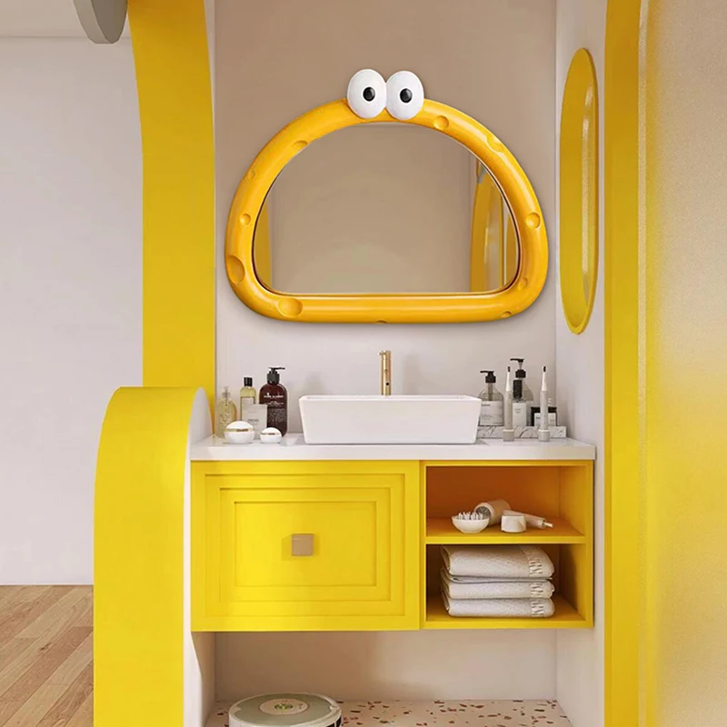 Creative cute cartoon smart luminous bathroom mirror simple bedroom dresser makeup