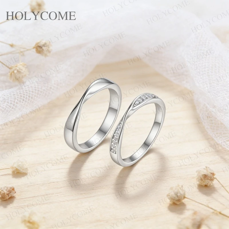 Moissanite Couple Rings 925 Sterling Silver D Color VVS1 Matching Wedding Engagement Promise Band Set for Men Women Jewelry Gift view 5