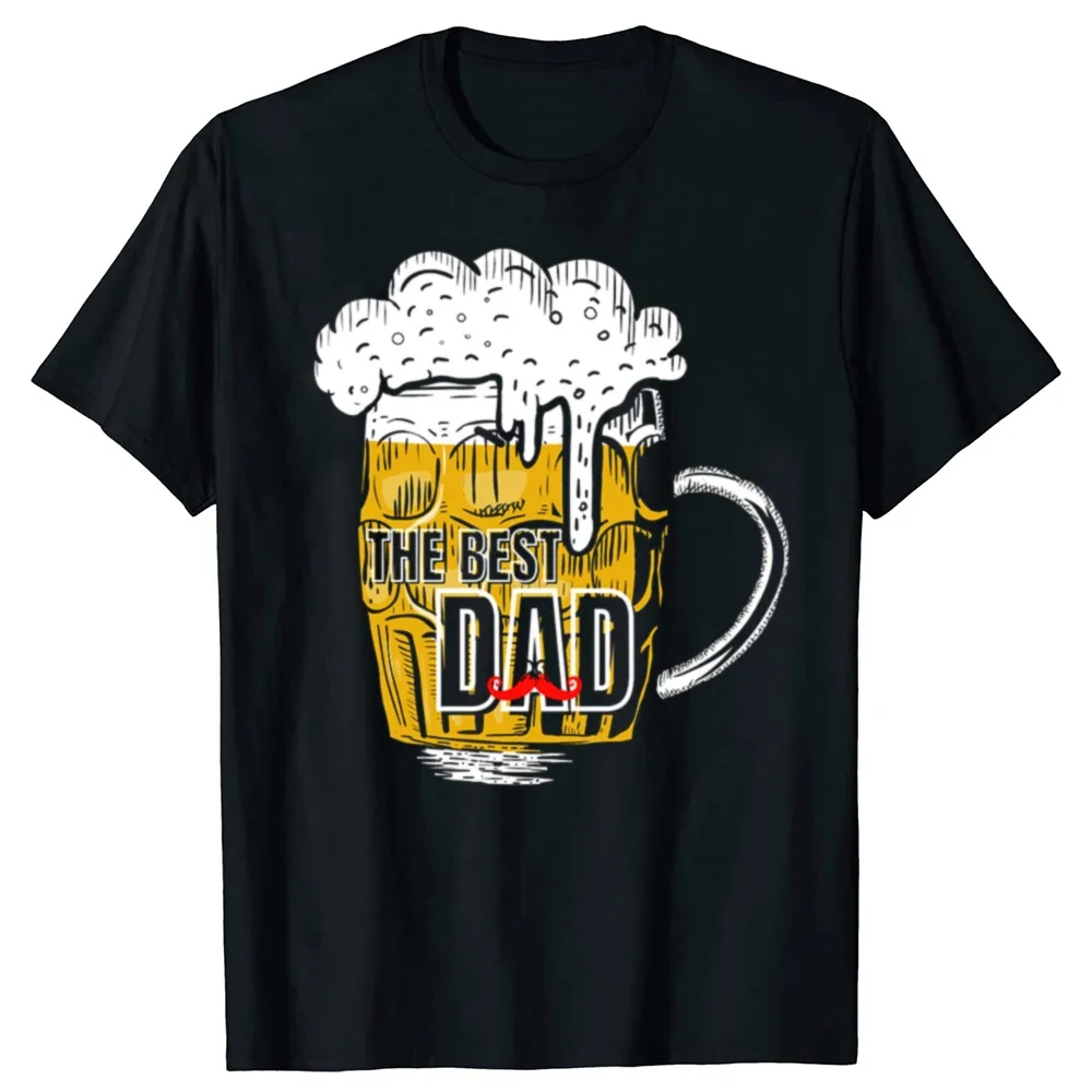 

The Best Dad Beer Mug Graphic T-Shirt Soft Cotton Round Neck Short Sleeve Casual Tee for Men