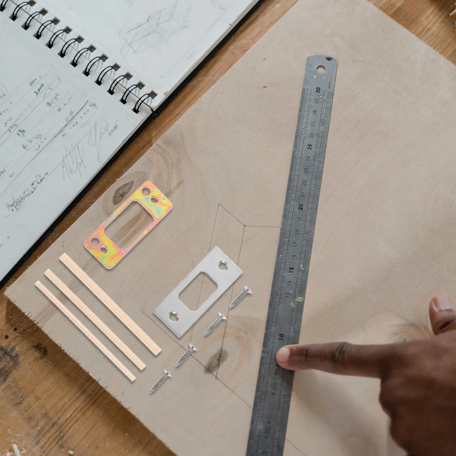 1 set di piastre di rinforzo per porta in acciaio inossidabile, guida in metallo durevole per la compatibilità della serratura della porta in legno, finitura elegante