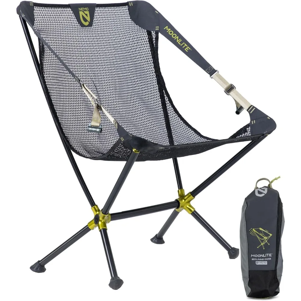 Moonlite Reclining Camp Chair | Portable Backpacking and Camping Chair with Adjustable and Foldable Options, Black Pearl